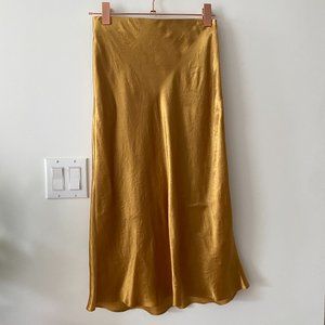 Babaton Gold Slip Midi Skirt - Size 4